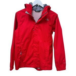 THE NORTH FACE Boys Jacket Large 14/16 Red Hooded Windbreaker Full Zip *TORN